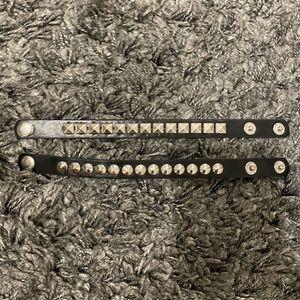 black leather studded bracelets